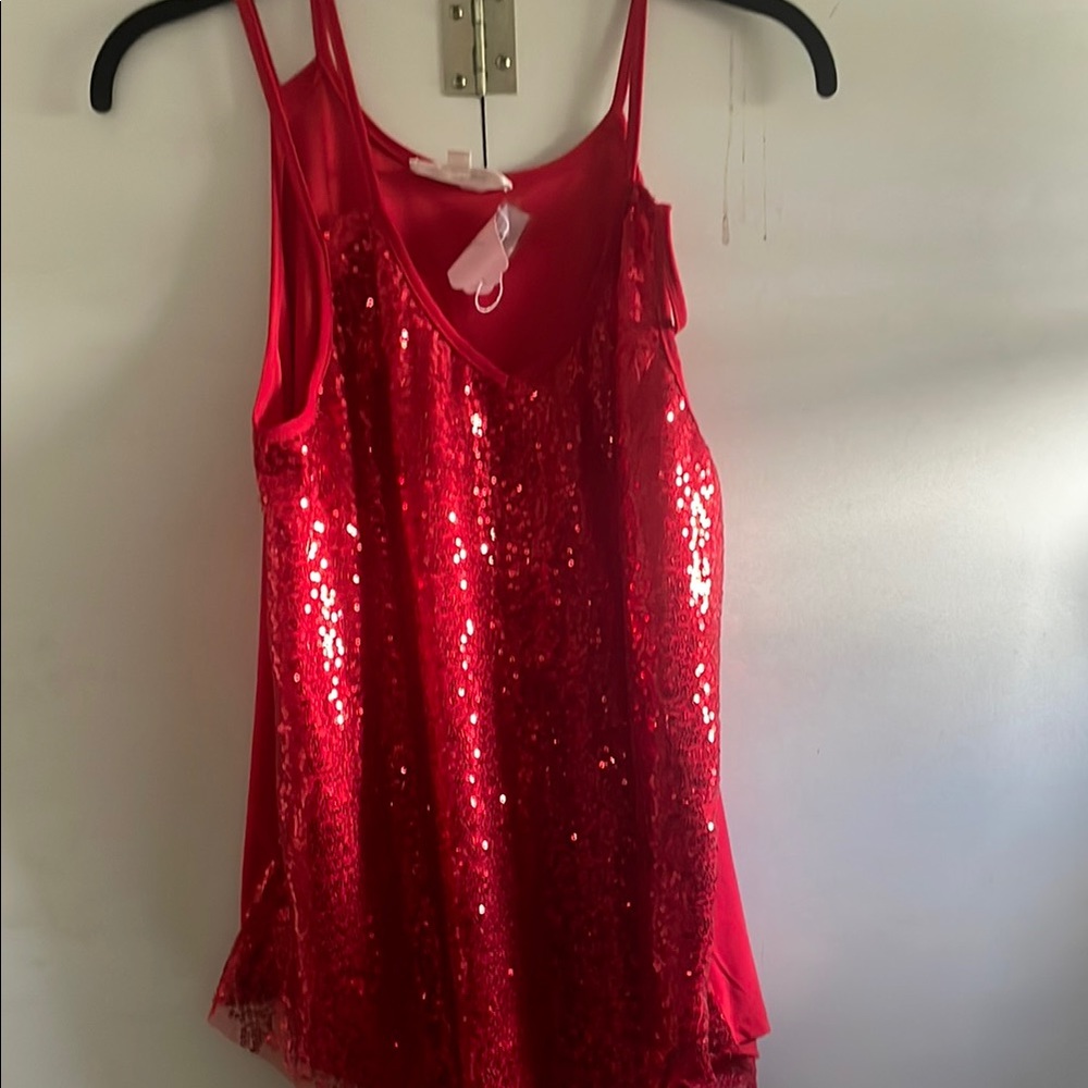 Elegant Red Sequin Chemise